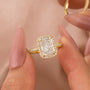 3.5Ct Halo Radiant Cut Engagement Ring Travel Ring For Her In Sterling Silver - louilyjewelry
