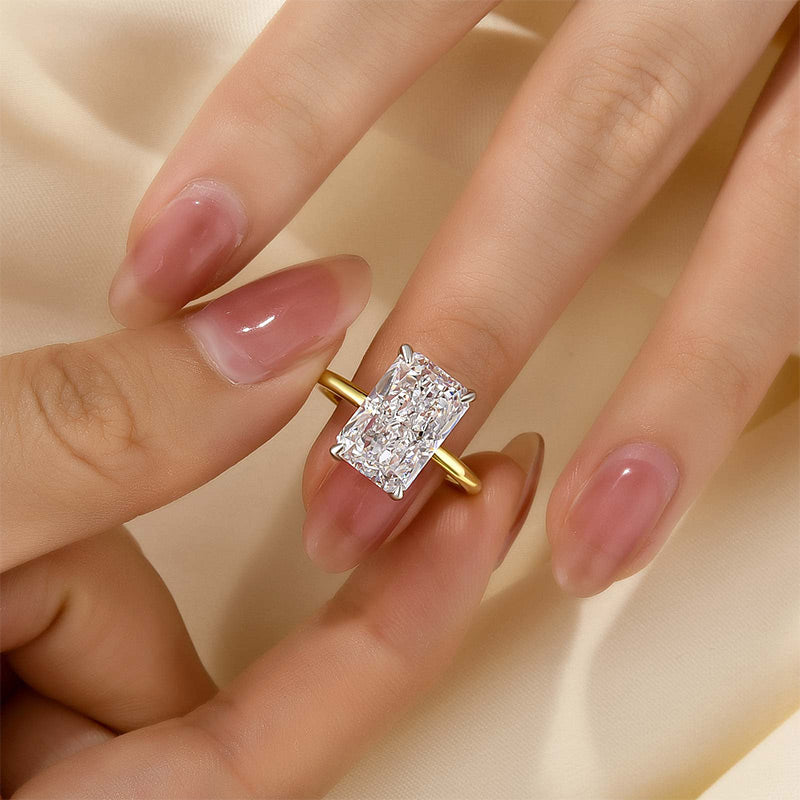 Louily Elegant Radiant Cut Engagement Ring In Sterling Silver - louilyjewelry