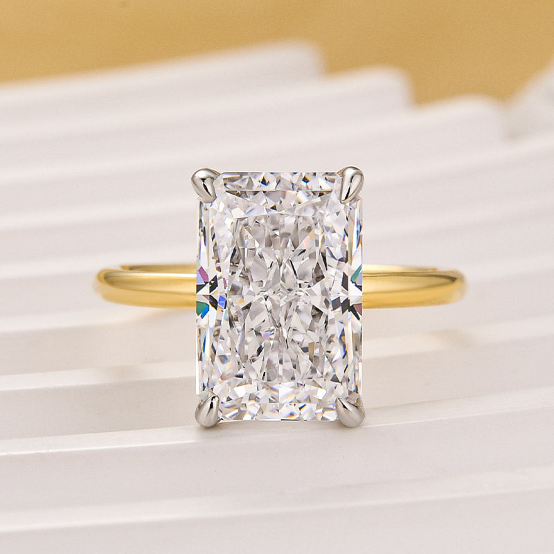 Louily Elegant Radiant Cut Engagement Ring In Sterling Silver