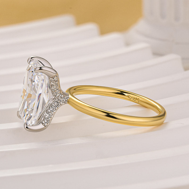 Louily Elegant Radiant Cut Engagement Ring In Sterling Silver