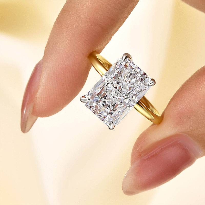 Louily Elegant Radiant Cut Engagement Ring In Sterling Silver - louilyjewelry