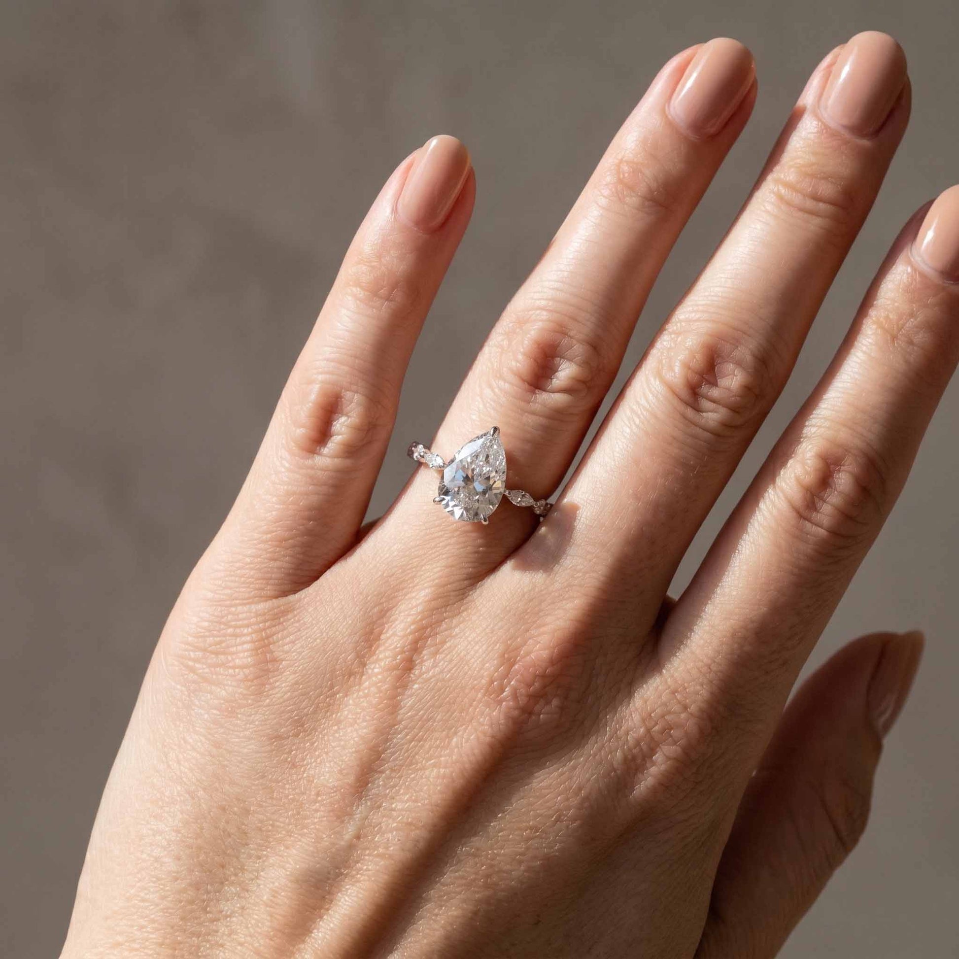 Louily 3 Ct Sparkle Pear Cut Simulated Diamond Engagement Ring In Sterling Silver