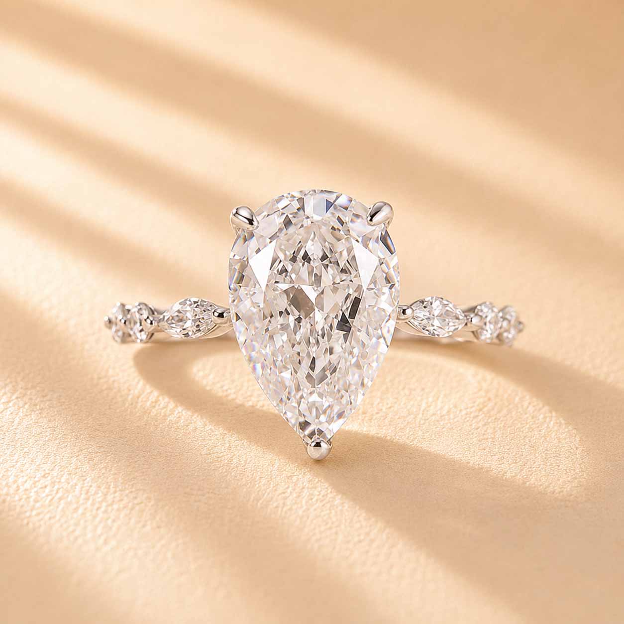 Louily 3 Ct Sparkle Pear Cut Simulated Diamond Engagement Ring In Sterling Silver