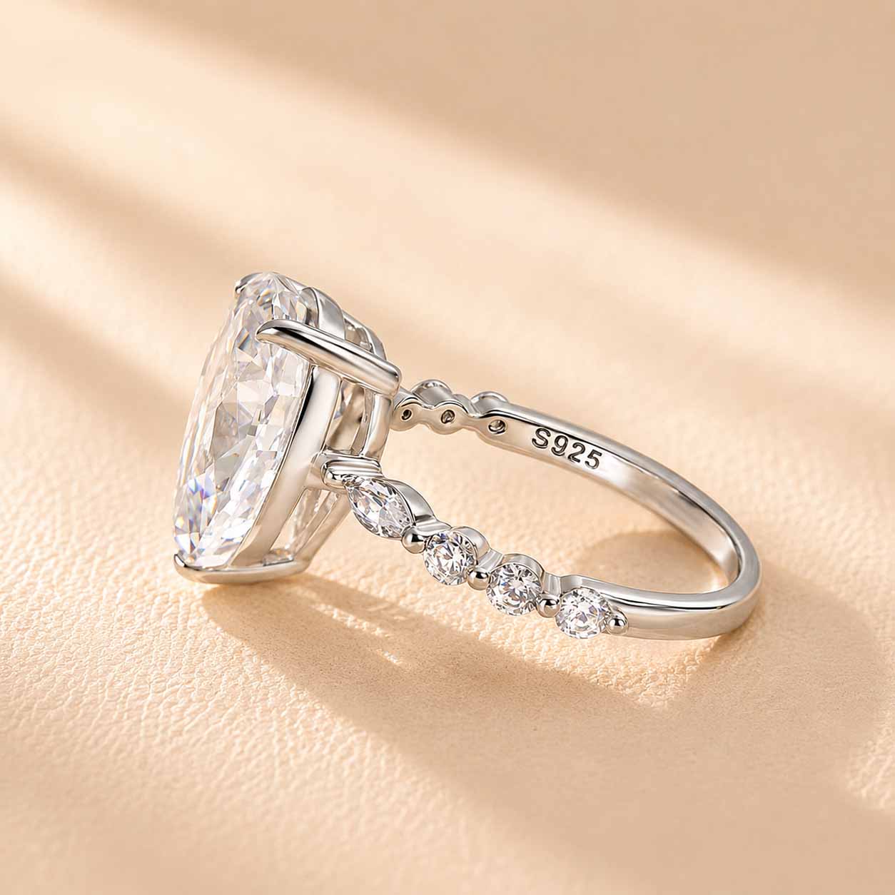 Louily 3 Ct Sparkle Pear Cut Simulated Diamond Engagement Ring In Sterling Silver