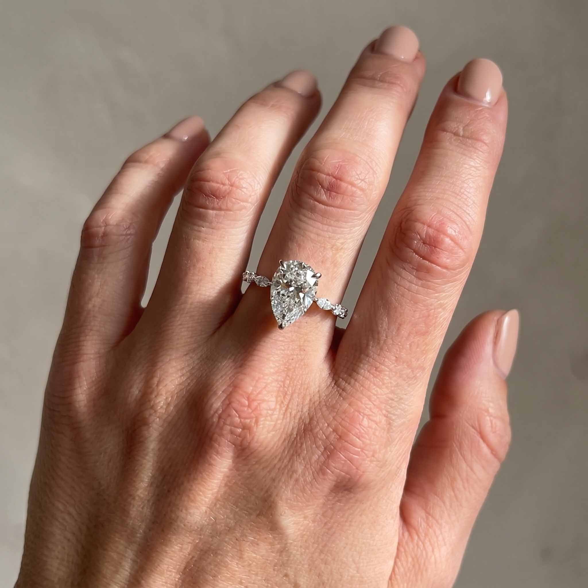 Louily 3 Ct Sparkle Pear Cut Simulated Diamond Engagement Ring In Sterling Silver