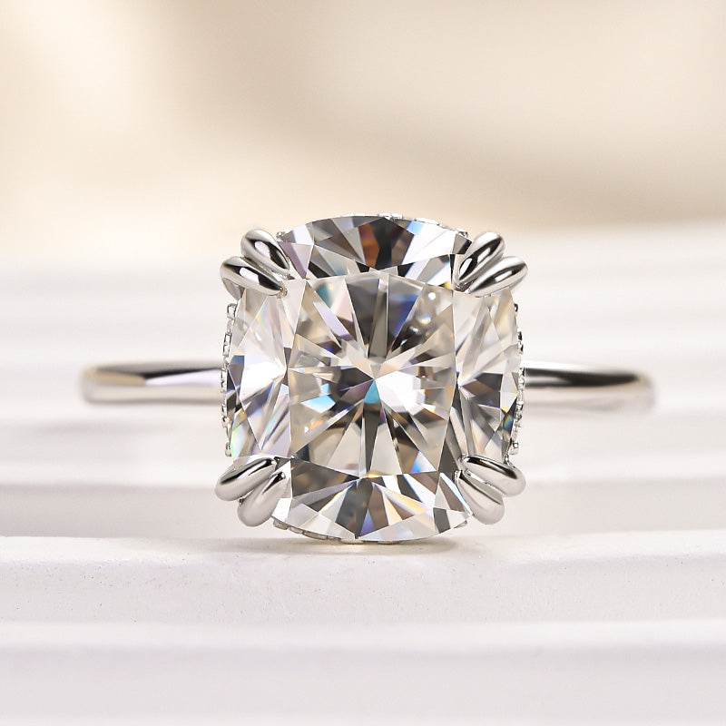 Louily Moissanite 4.5 Carat Cushion Cut Engagement Ring - louilyjewelry