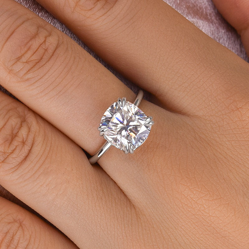 Louily Moissanite 4.5 Carat Cushion Cut Engagement Ring - louilyjewelry