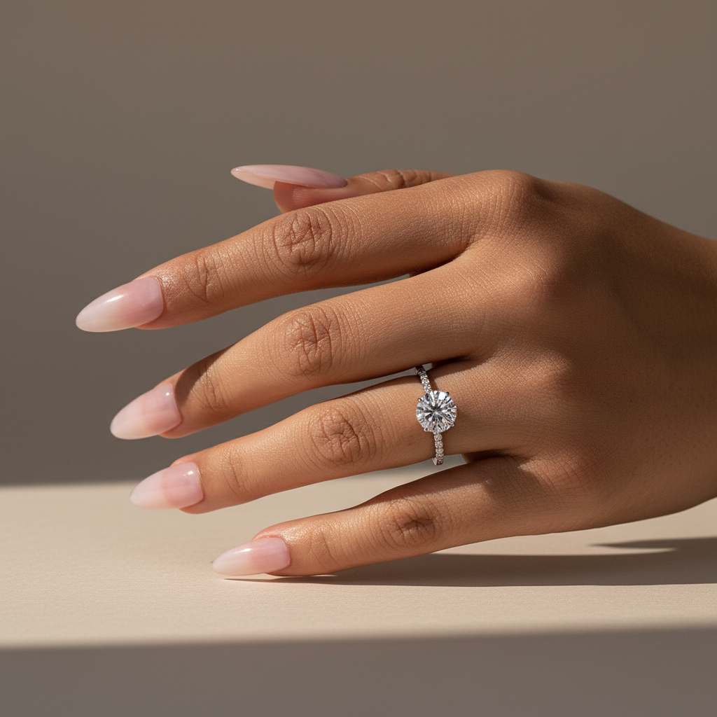 S925 Classic Moissanite 2.0 Carat Round Cut Promise Ring Bridal Ring For Women