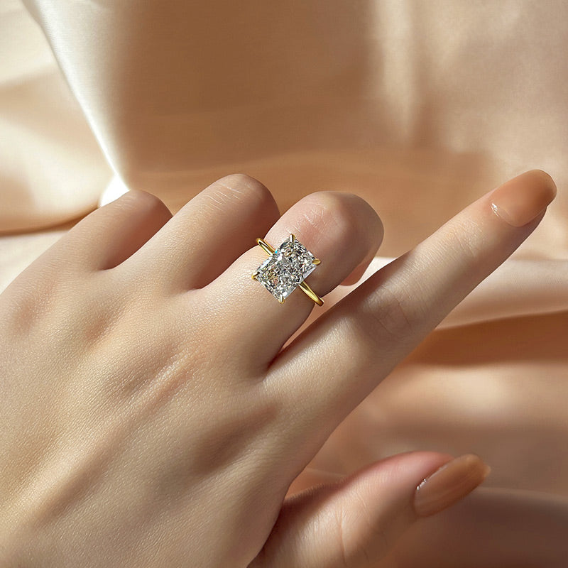 Louily Elegant Radiant Cut Engagement Ring In Sterling Silver - louilyjewelry