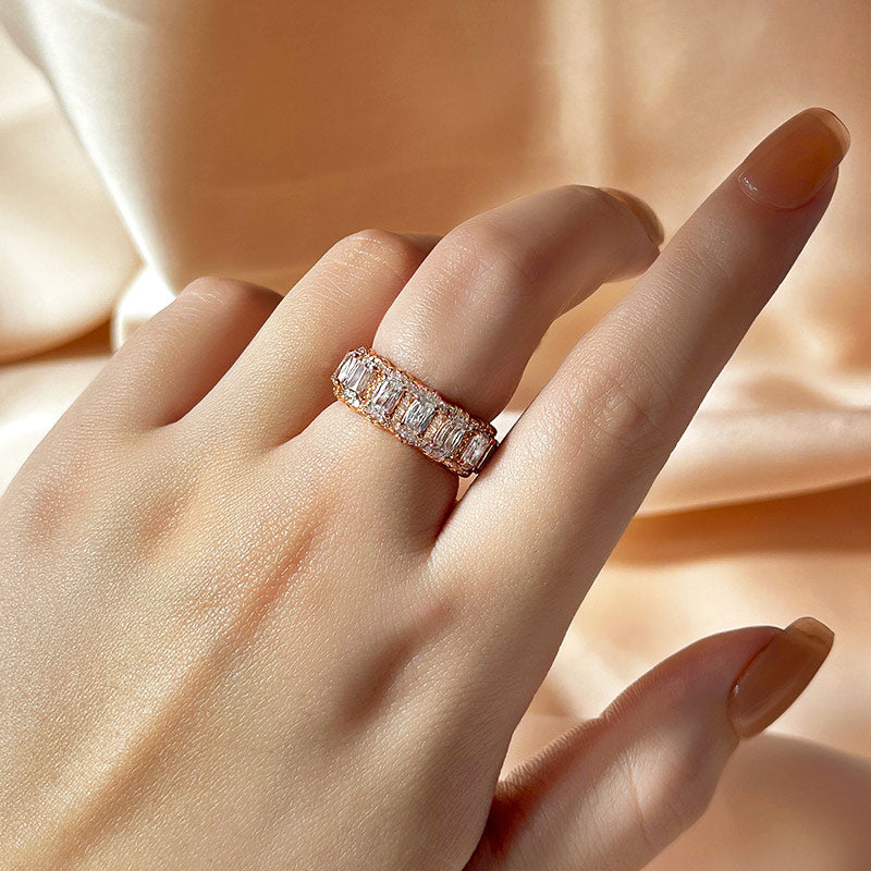 Louily Luxurious Halo Cushion Cut Wide Wedding Band For Women In Sterling Silver - louilyjewelry