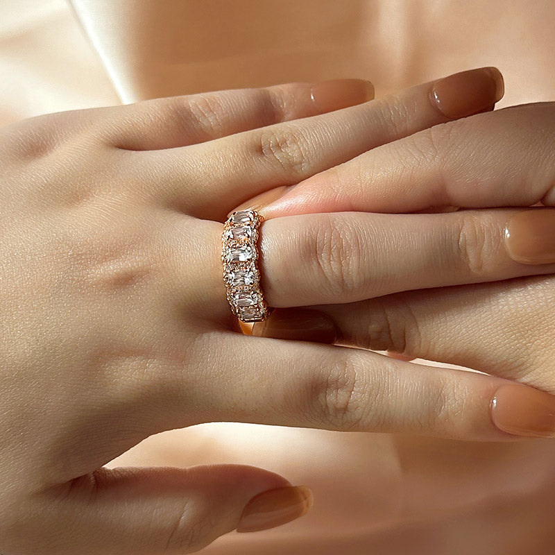 Louily Luxurious Halo Cushion Cut Wide Wedding Band For Women In Sterling Silver - louilyjewelry