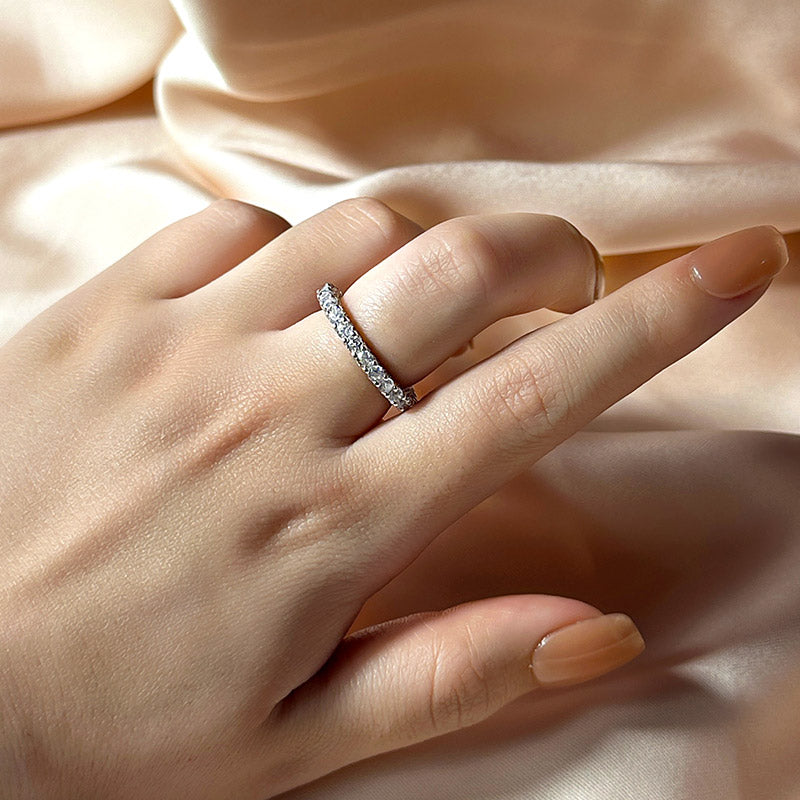 Louily Classic White Gold Round Cut Wedding Band For Women - louilyjewelry