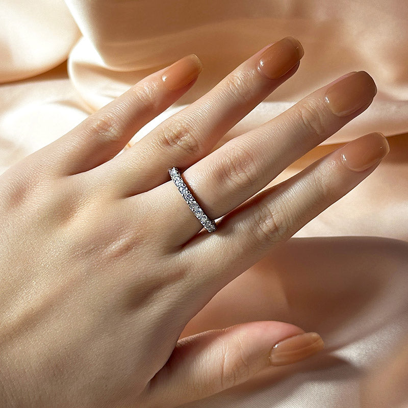 Louily Classic White Gold Round Cut Wedding Band For Women - louilyjewelry