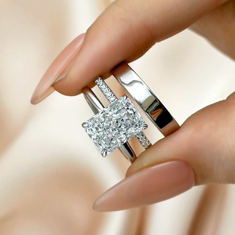 Louily Classic 5.0Ct Radiant Cut 3PC Wedding Set - louilyjewelry