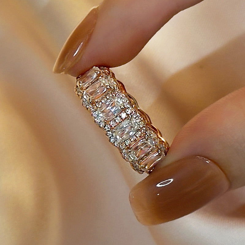 Louily Luxurious Halo Cushion Cut Wide Wedding Band For Women In Sterling Silver - louilyjewelry