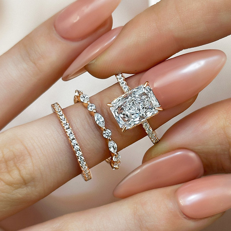 Louily Noble 3.5Ct Radiant Cut 3PC Wedding Ring Set - louilyjewelry