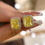 Louily Stunning Halo Cushion Cut Yellow Sapphire Women's Stud Earring In Sterling Silver - louilyjewelry