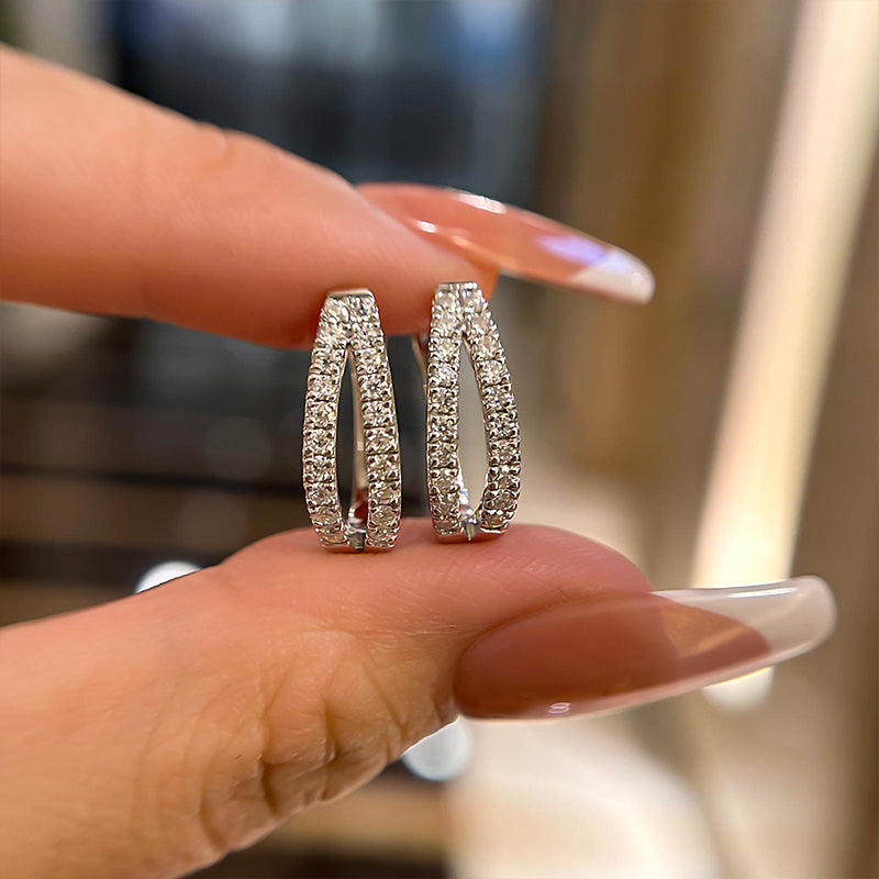 Louily Unique Moissanite U-shaped Round Cut Earrings In Sterling Silver - louilyjewelry