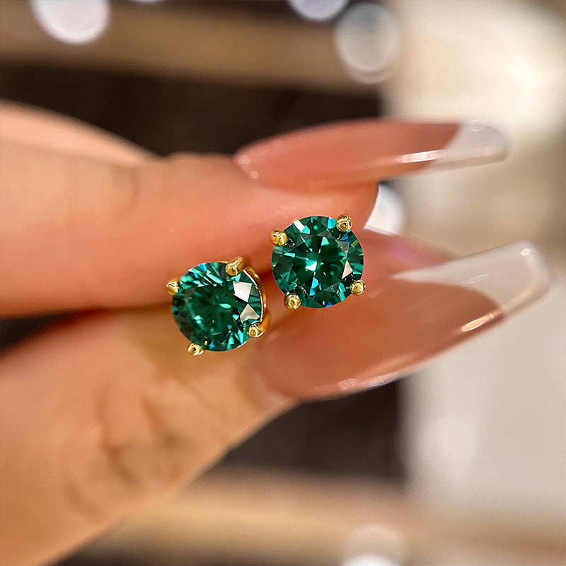 Louily Stunning Yellow Gold Round Cut Paraiba Tourmaline Earrings In Sterling Silver - louilyjewelry