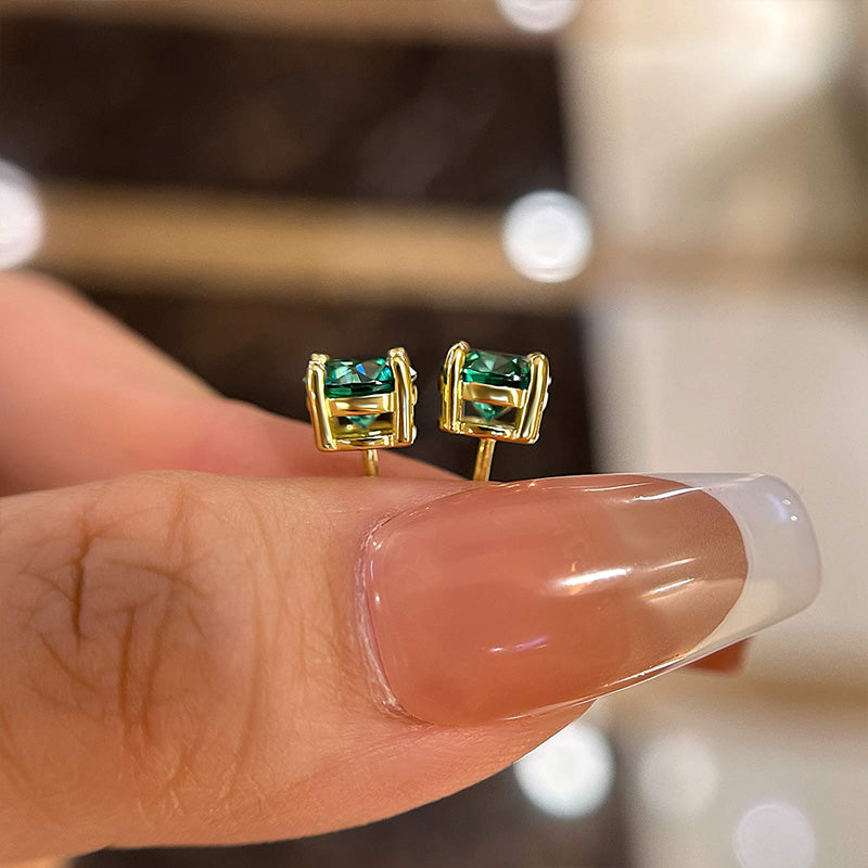 Louily Stunning Yellow Gold Round Cut Paraiba Tourmaline Earrings In Sterling Silver - louilyjewelry