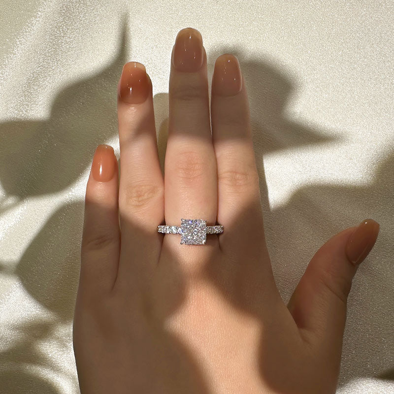 Louily Classic Square Princess Cut Engagement Ring For Women - louilyjewelry