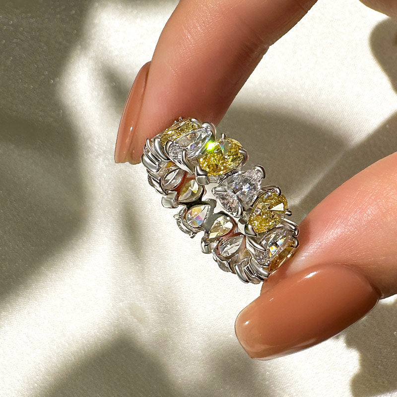 Louily Special Full Pear Cut Women's Wedding Band In Sterling Silver - louilyjewelry