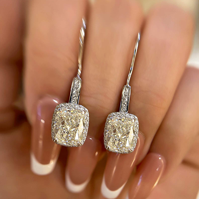 Louily Special Halo Cushion Cut Women's Earrings - louilyjewelry