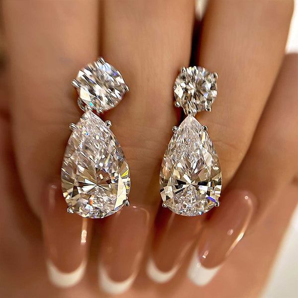 Louily Sparkle Pear Cut Women's Earrings In Sterling Silver