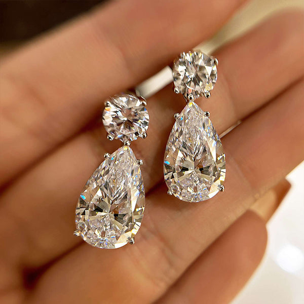Louily Sparkle Pear Cut Women's Earrings In Sterling Silver