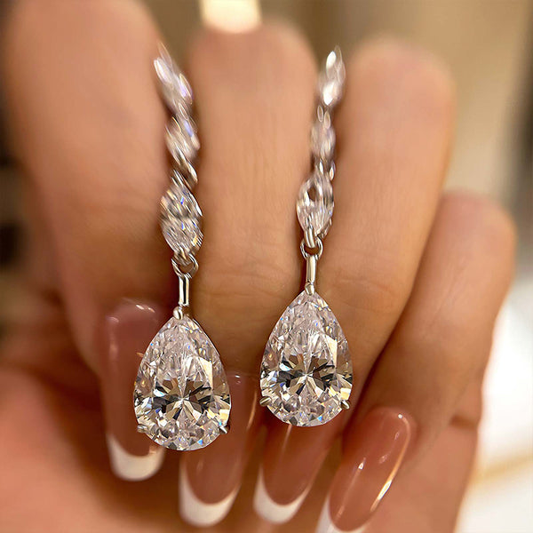 Louily Honorable Pear Cut Women's Earrings In Sterling Silver