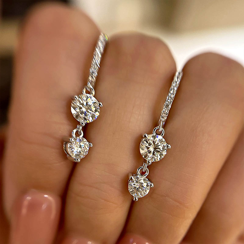 Louily Moissanite Tassel Round Cut Earrings - louilyjewelry