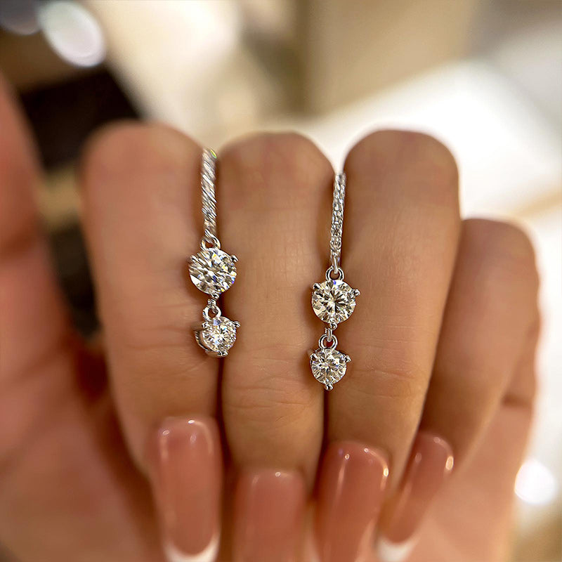 Louily Moissanite Tassel Round Cut Earrings - louilyjewelry