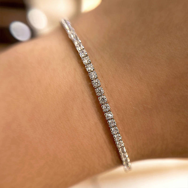 Louily Stunning Round Cut Tennis Bracelet For Women In Sterling Silver