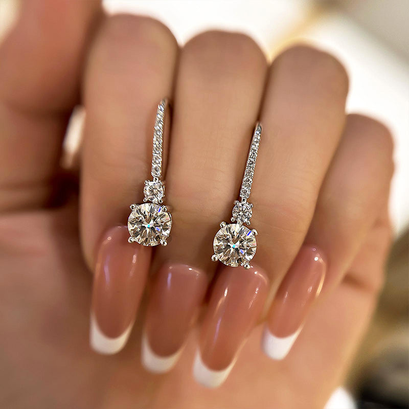 Louily Moissanite Classic Round Cut Stud Earrings - louilyjewelry