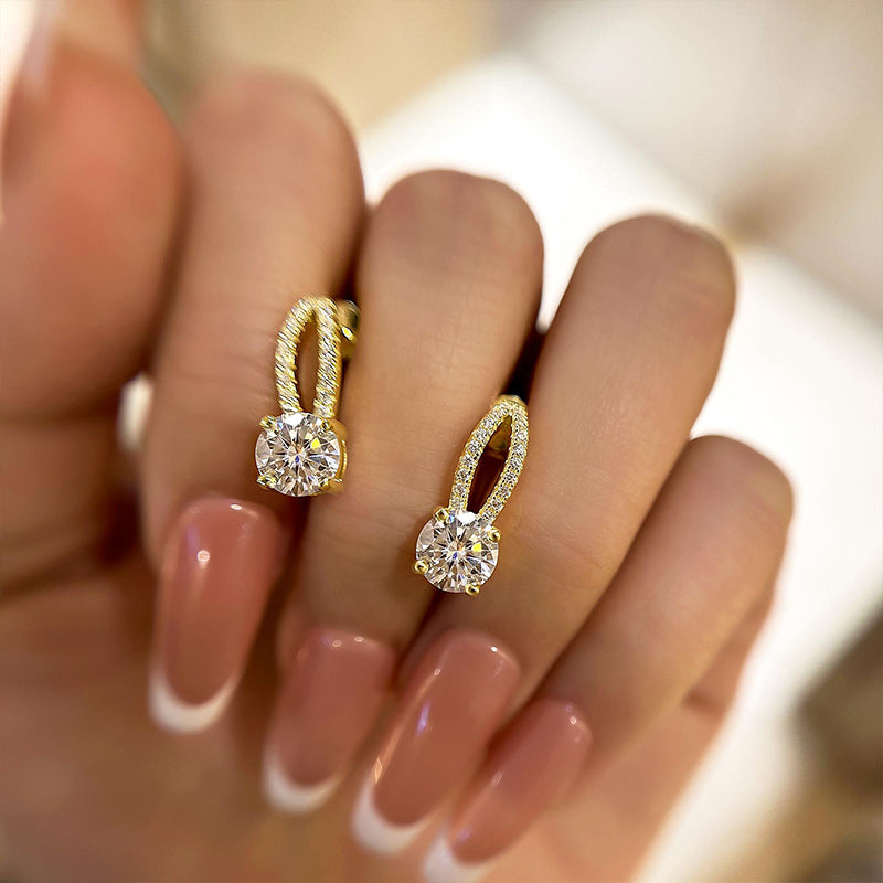 Louily Moissanite Round Cut Stud Earrings - louilyjewelry