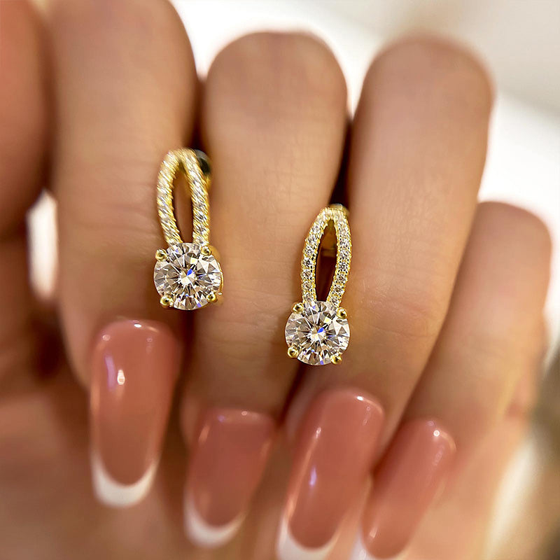 Louily Moissanite Round Cut Stud Earrings - louilyjewelry