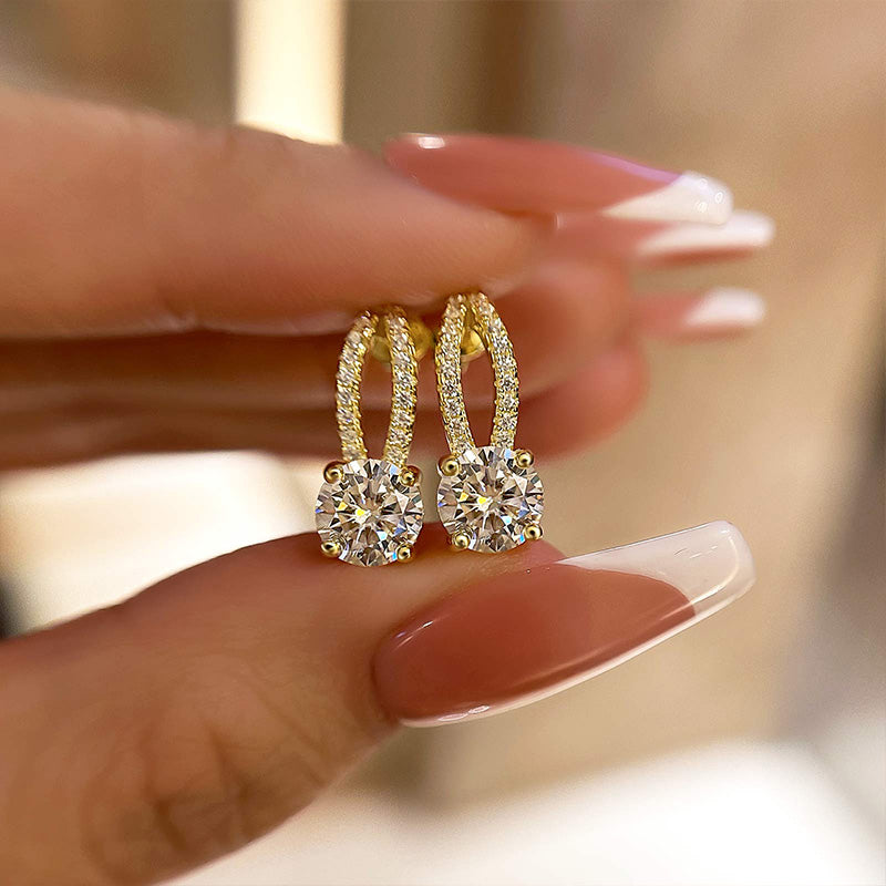 Louily Moissanite Round Cut Stud Earrings - louilyjewelry