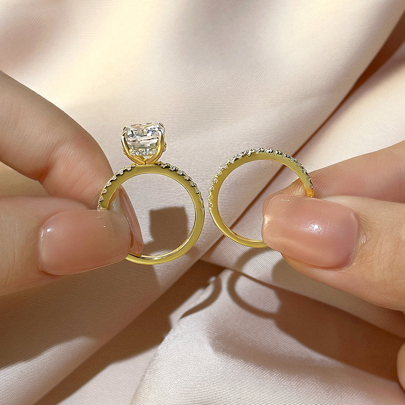 Louily Classic 3.0 Carat Cushion Cut White Sapphire Wedding Set In Sterling Silver - louilyjewelry