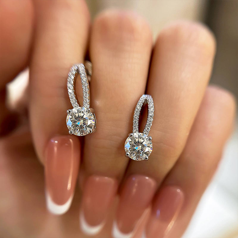 Louily Moissanite Round Cut Stud Earrings - louilyjewelry