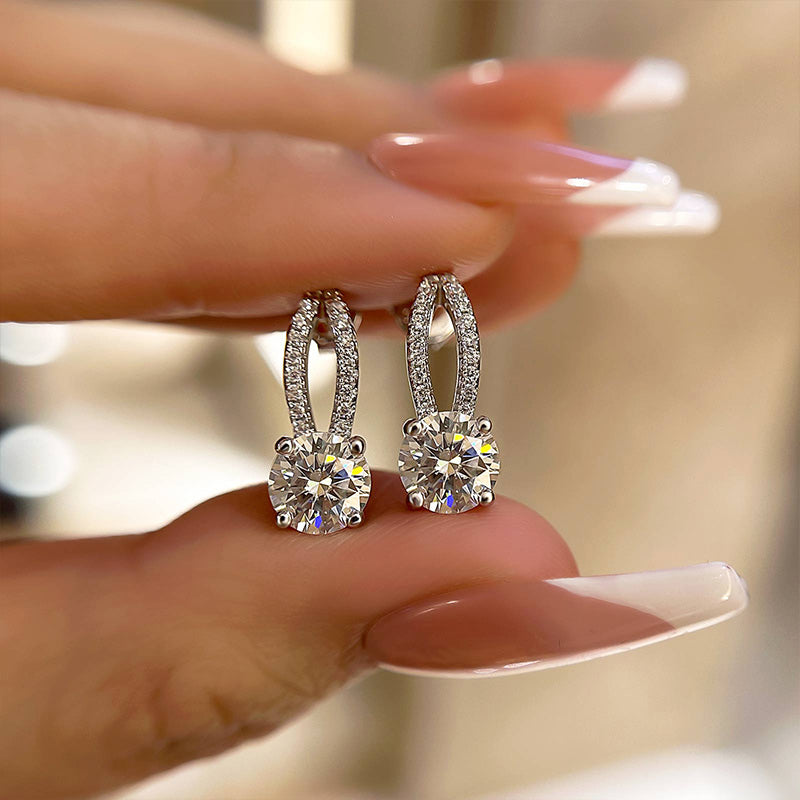 Louily Moissanite Round Cut Stud Earrings - louilyjewelry