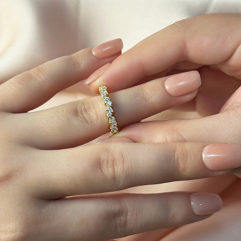 Louily Unique Half Pear & Round Cut Women's Wedding Band - louilyjewelry