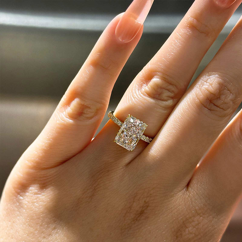 3.5Ct Elegant Radiant Cut Engagement Ring For Women In Sterling Silver - louilyjewelry