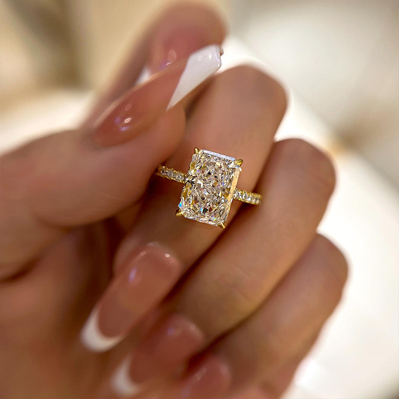 3.5Ct Elegant Radiant Cut Engagement Ring For Women In Sterling Silver - louilyjewelry