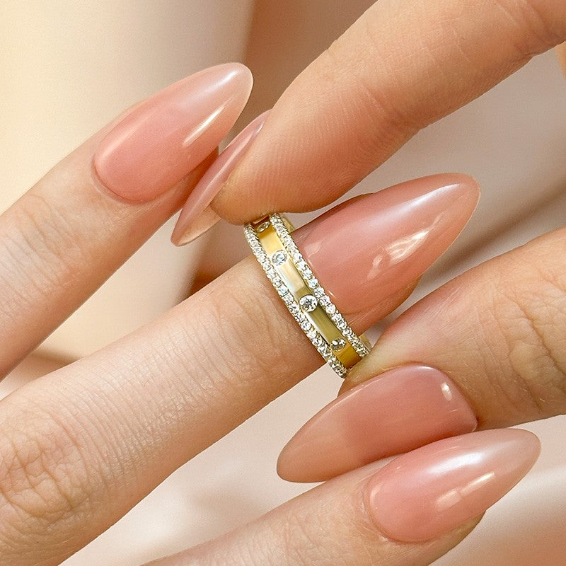 Gorgeous Yellow Gold Wide Women's Wedding Band In Sterling Silver - louilyjewelry