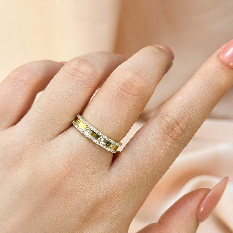 Gorgeous Yellow Gold Wide Women's Wedding Band In Sterling Silver - louilyjewelry