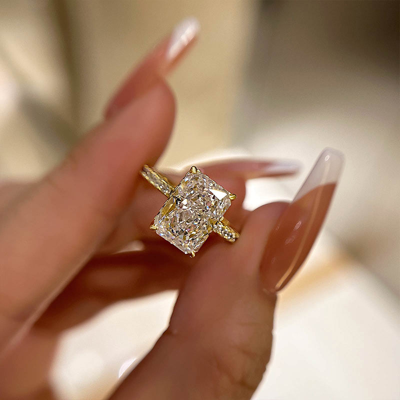 3.5Ct Elegant Radiant Cut Engagement Ring For Women In Sterling Silver - louilyjewelry