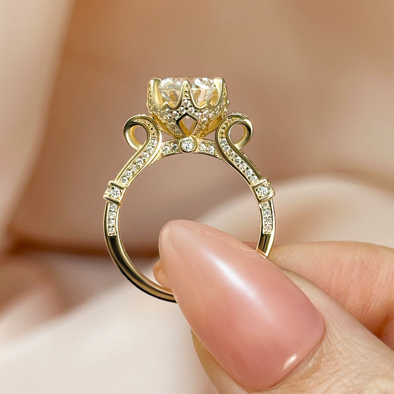 Louily Yellow Gold Moissanite 2.0 Carat Engagement Ring For Women - louilyjewelry