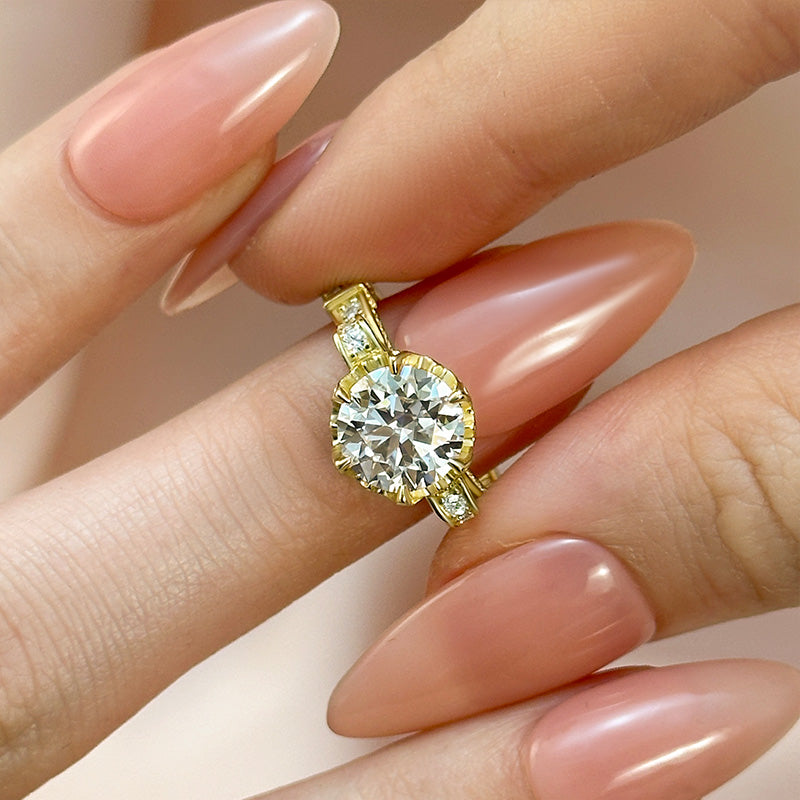 Louily Yellow Gold Moissanite 2.0 Carat Engagement Ring For Women - louilyjewelry