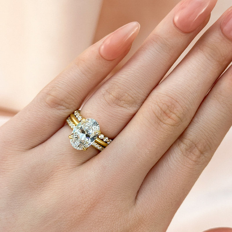 Louily Oval Cut Yellow Gold Women's Wedding Ring Set In Sterling Silver - louilyjewelry