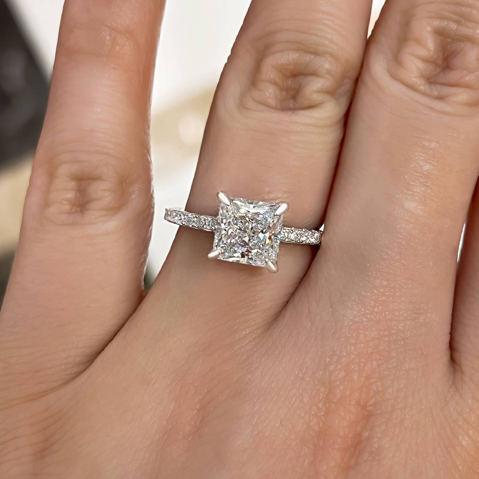 Louily Sparkle Square Princess Cut Engagement Ring For Women In Sterling Silver - louilyjewelry